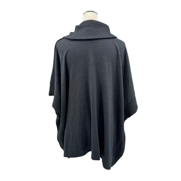 Banana Republic M/L Black Soft Knit Cowl Neck Oversized Relaxed Poncho Sweater - Picture 3 of 9